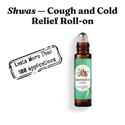 Shwas - Cough and Cold reliever roll on | Garlic | Ajwain | Peppermint | Eucalyptus | Nature's antibiotic| Great for kids and adults